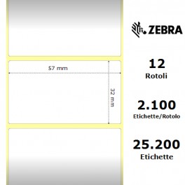 3006318 - Etichette Zebra F.to 57x32mm  Z-Select 2000T - con zigrinatura 