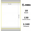 3002086 - Etichette Zebra F.to 76x102mm Carta Termica Adesivo Permanente D.i. 35mm - Confezione da 18 Rotoli