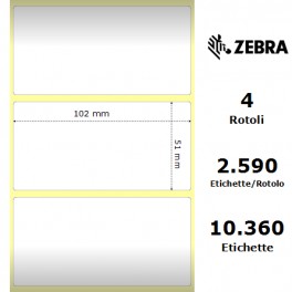 3011702 - Etichette Zebra PolyE Gloss 3100T F.to 102x51mm - Confezione da 4 Rotoli